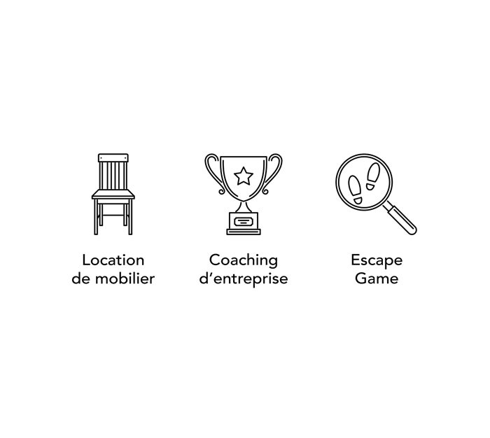 escape game, coaching, location de mobilier